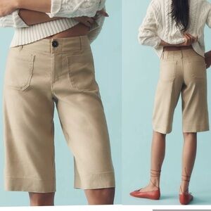 NWT Anthropologie Maeve The Colette Linen Blend Longline Shorts Preppy Size 28